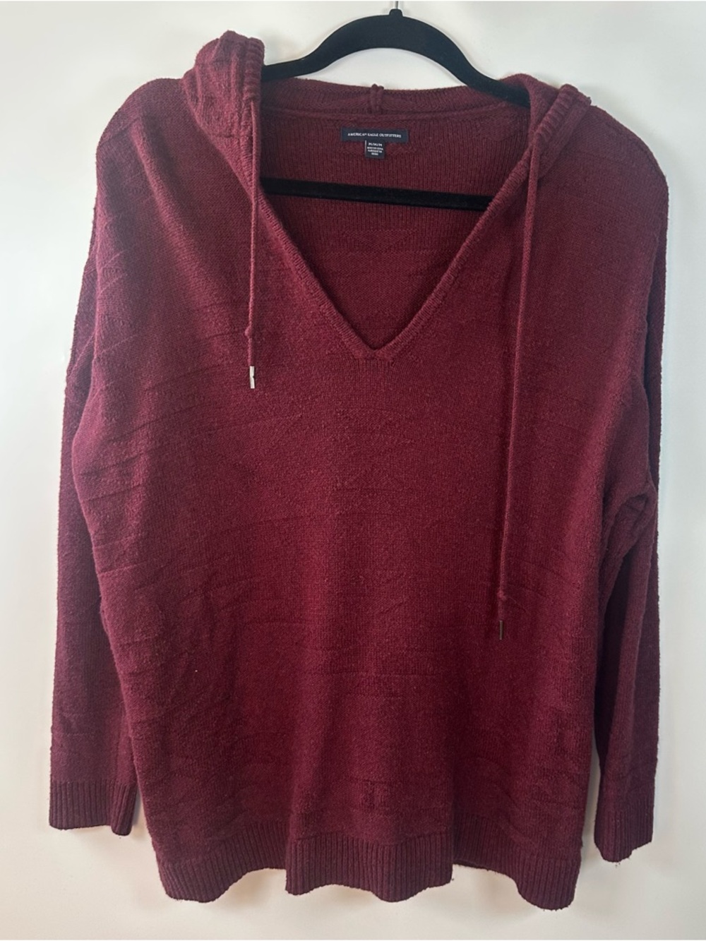 American Eagle Brick Red V Neck Wool
Blend Knit Pullover Hoodie Women’s M